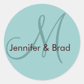 Rond Mariée Noms de chambre Monogramme Sticker Bleu
