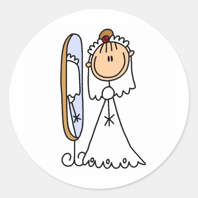 Rond Mariée Se Préparant Pour Le Sticker Mariage (Devant)