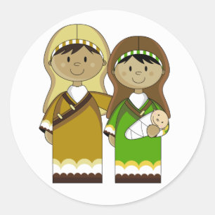 Rond Mary & Joseph avec Bébé Sticker Jésus