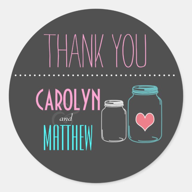 Rond Masonjar moderne | Rose | Sticker Merci Aqua (Devant)