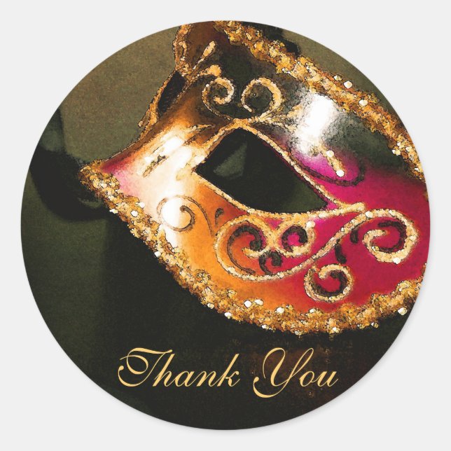 Rond Masqurade Masque élégant Sticker Merci (Devant)