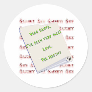 Rond Mastiff Naughty ou Nice - Sticker