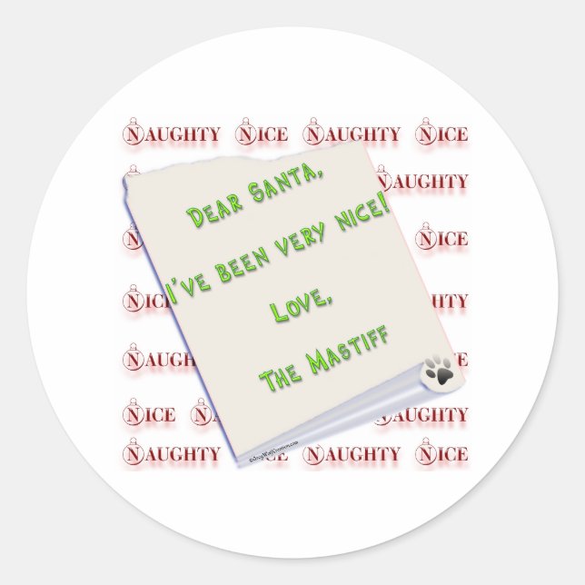 Rond Mastiff Naughty ou Nice - Sticker (Devant)