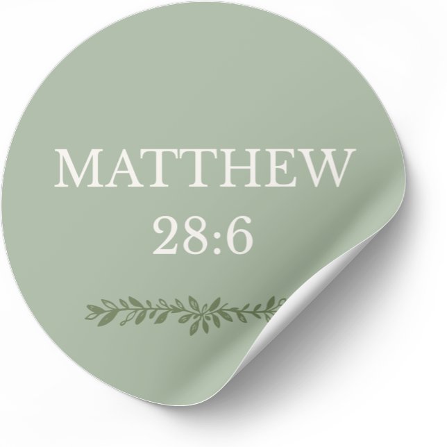 Rond Matthew 28:6 – He Is Risen Easter Sticker (Faith-based Easter sticker inspired by Scripture and resurrection hope.)