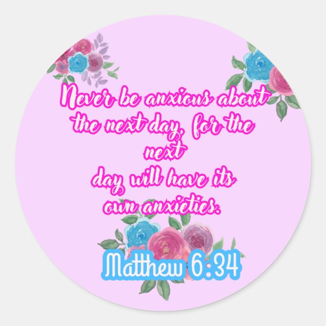 Rond Matthieu 6:34 Sticker | Témoins de Jéhovah (Devant)