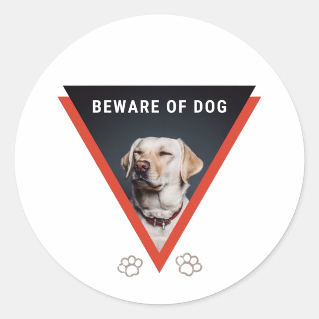 Rond Méfiez-vous du chien Sticker (Devant)