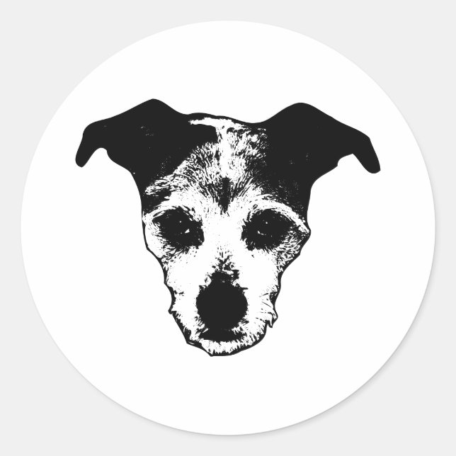Rond Mélange Terrier Recherche Portrait Sticker (Devant)