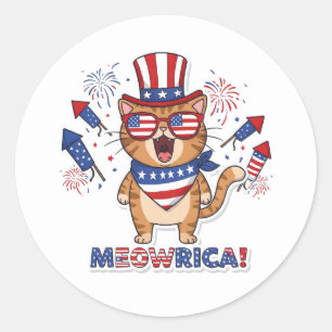Rond Meowrica ! Sticker pour chat patriotique