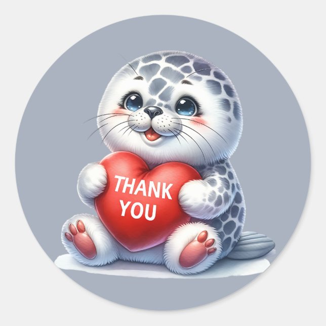 Rond Merci adorable sceller Classic Round Sticker (Devant)
