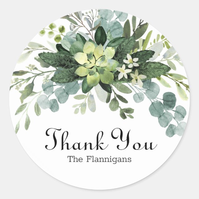 Rond Merci de bouquet turquoise - Sticker circulaire (Devant)