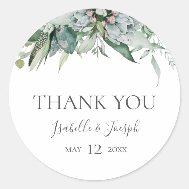Rond Merci de verdure Succulent Mariage Favor Sticker (Devant)