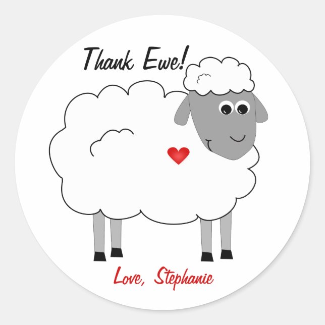Rond Merci Ewe Sheep Merci Sticker (Devant)