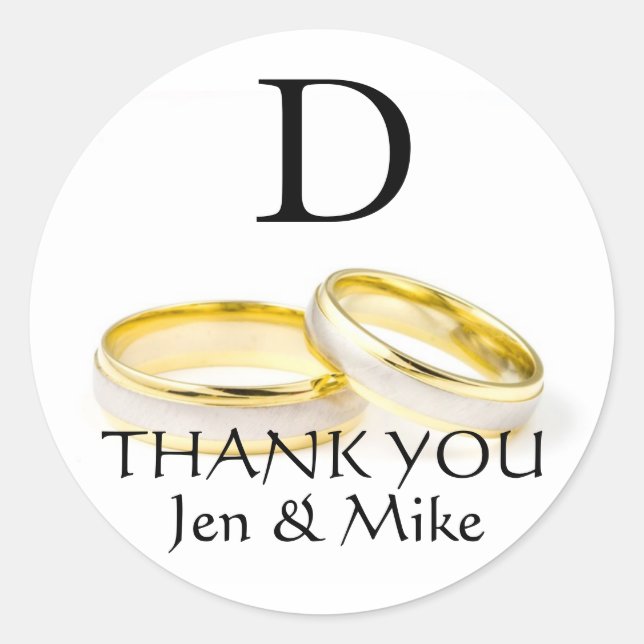Rond Merci Favor Sticker Monogramme D (Devant)