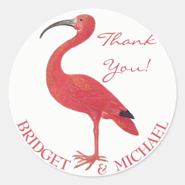 Rond MERCI | Flamant rose rose - Sticker Art (Devant)