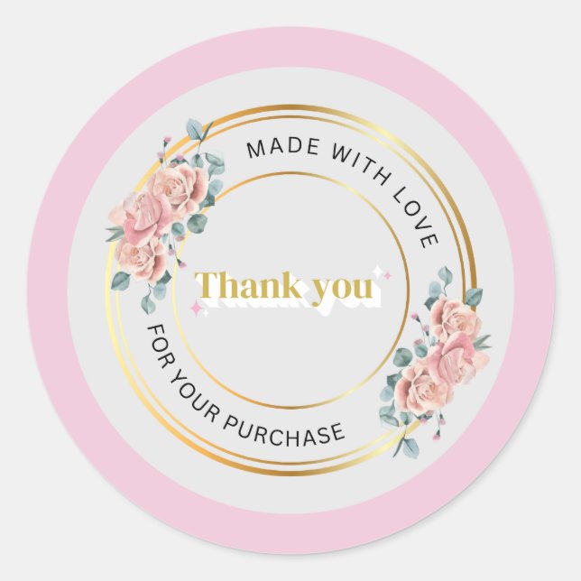 Rond Merci floral pour votre cycle d'achat - Sticker (Devant)
