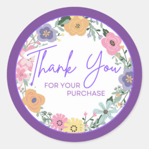 Rond Merci floral pour votre Sticker d'achat