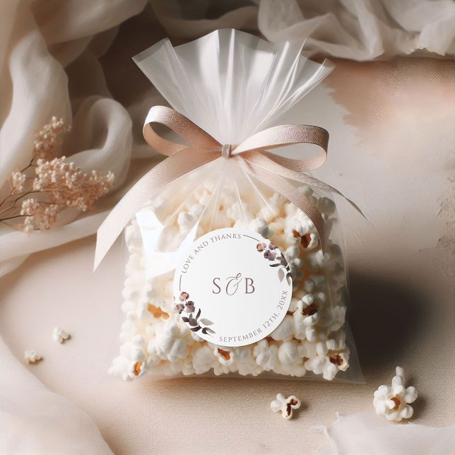 Rond Merci Floral Violet Mariage Favor Sticker (Créateur téléchargé)