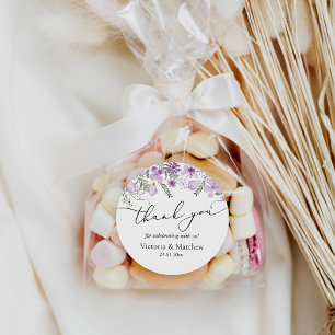 Rond Merci Floral Violet Mariage Favor Sticker