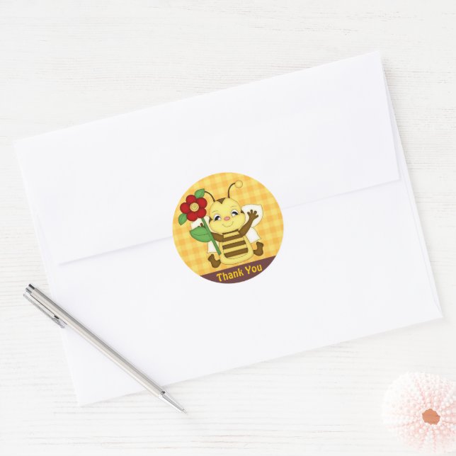 Rond Merci Honey Bee sticker (Enveloppe)