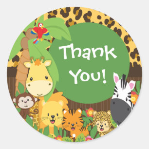 Rond Merci Jungle Safari Bébé Animaux Sticker
