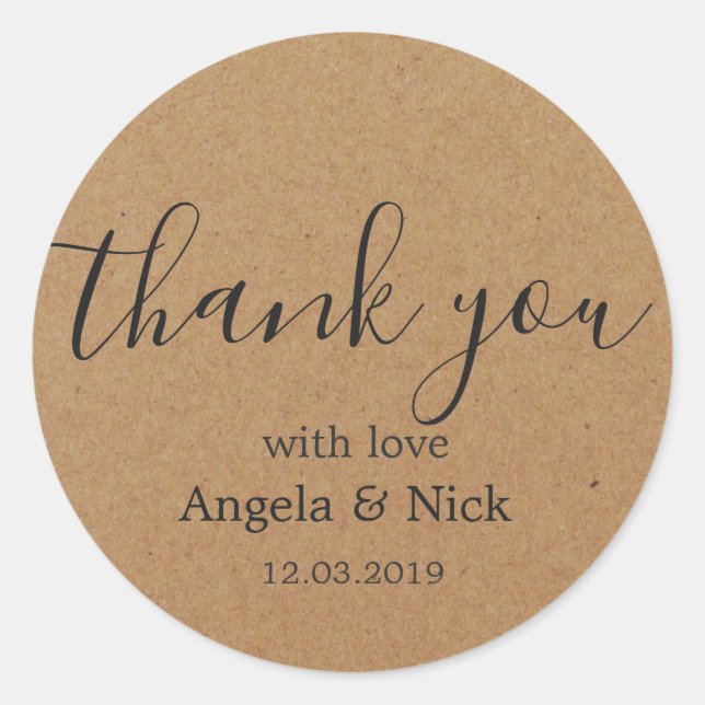 Rond Merci Kraft Avec Sticker Amour (Devant)