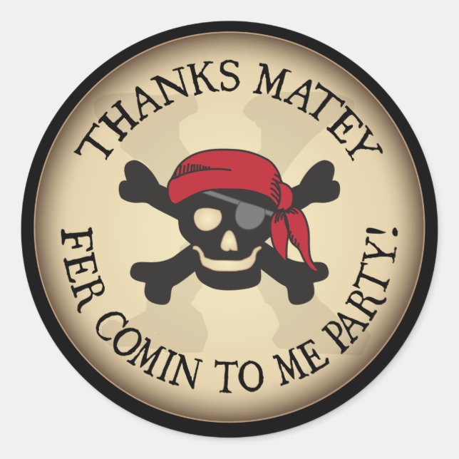 Rond Merci Matey Pirate Skull Sticker Merci (Devant)