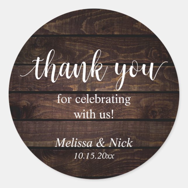 Rond Merci pour célébrer avec nous Sticker Mariage (Devant)