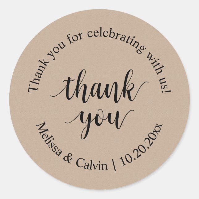 Rond Merci pour célébrer avec nous Sticker Mariage (Devant)