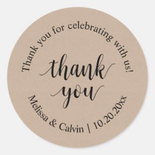 Rond Merci pour célébrer avec nous Sticker Mariage