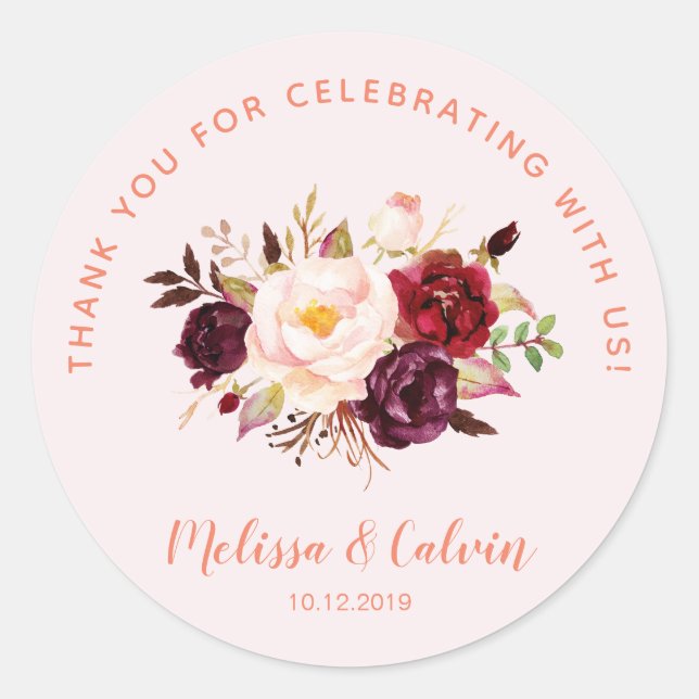 Rond Merci pour célébrer avec nous Sticker Mariage (Devant)