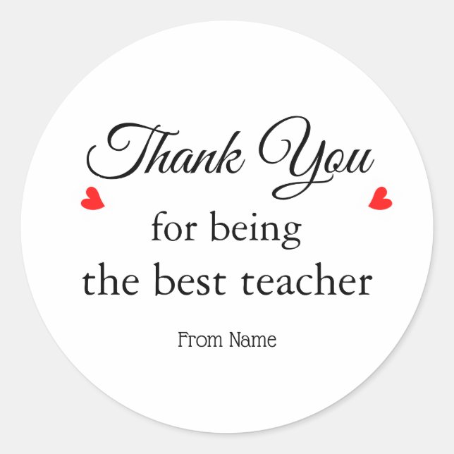 Rond Merci Pour Être Le Meilleur Sticker Enseignant (Devant)