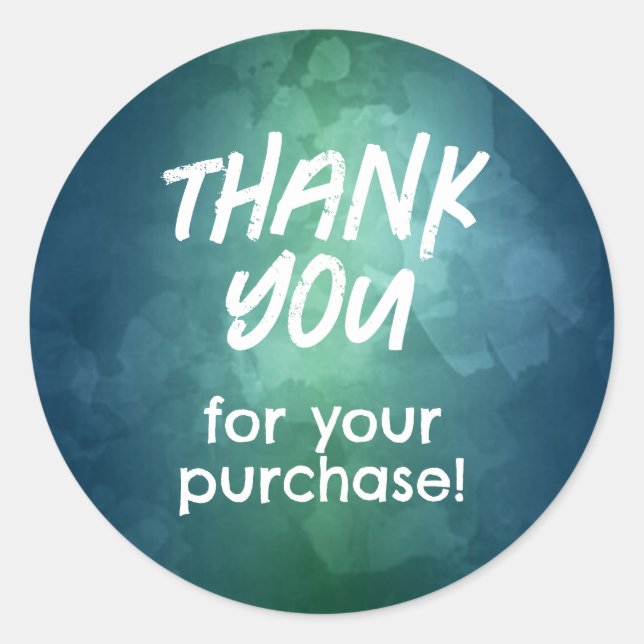 Rond Merci pour votre Sticker d'achat Vert Bleu (Devant)
