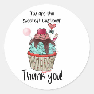 Rond Merci pour votre Sticker Muffin de commande