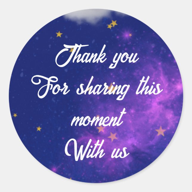 Rond Merci rêve céleste baby shower Sticker (Devant)