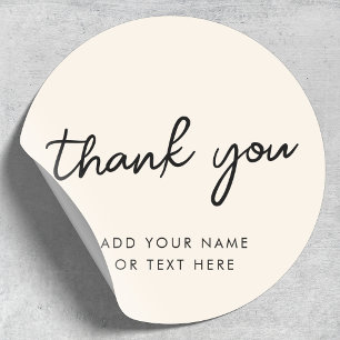 Rond Merci Sticker   Minimal Neutre Crème