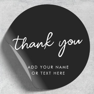 Rond Merci Sticker Typographie Élégante Noire