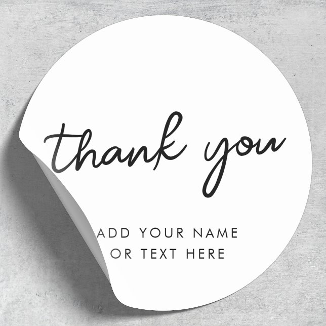 Rond Merci Sticker | Typographie minimale Blanc (Créateur téléchargé)