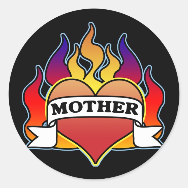 Rond Mère Coeur Tatouage Mère Sticker de la Fête des Mè (Devant)