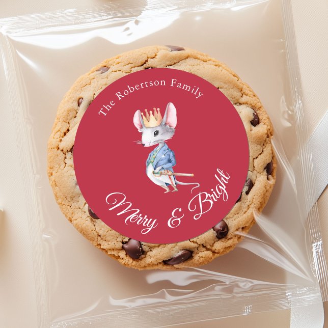 Rond Merry & Bright Nutcracker Mouse Christmas Sticker (Créateur téléchargé)