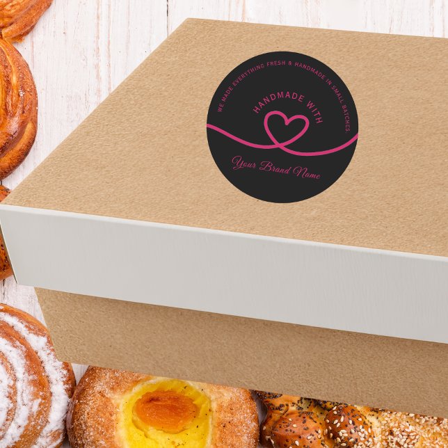 Rond Minimal Hand made love heart Personalized Sticker (Créateur téléchargé)