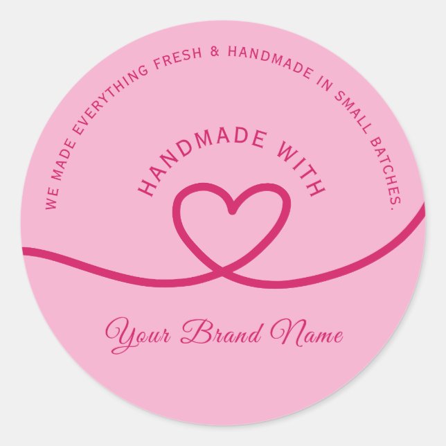 Rond Minimal Hand made love heart Personalized Sticker (Devant)