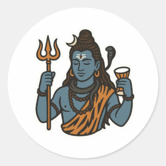 Rond "Minimal Lord Shiva Sticker – Trident, Snake