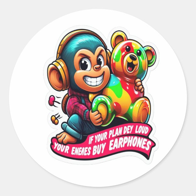 Rond Minimal Monkey – Daily Growth Sticker  (Devant)