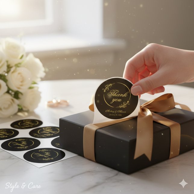 Rond Minimalist Thank You Round Sticker with Refined De (Minimalist Thank You Round Sticker with Refined Details)