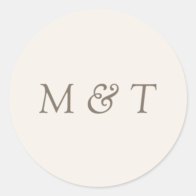 Rond Minimalist Wedding Monogram Envelope Seal Sticker (Devant)