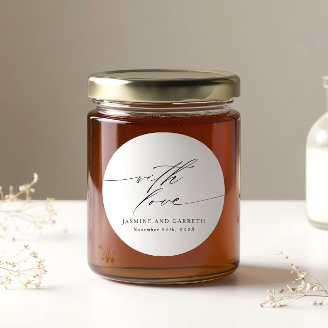 Rond Minimalist With Love Wedding Sticker and Label (Créateur téléchargé)