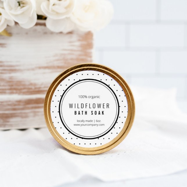 Rond Modern Black and White Dot Product Label Sticker (Créateur téléchargé)