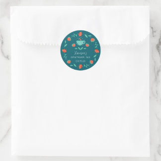 Rond Modern Floral Afternoon Tea Party Round Sticker