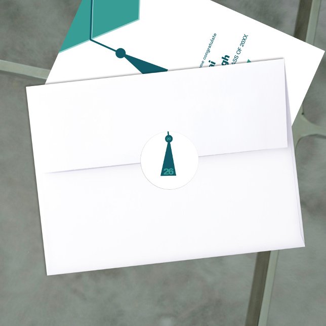 Rond Modern Graduation Tassel Envelope Seal Sticker (Créateur téléchargé)