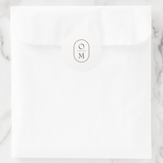 Rond Modern Minimal Couple Monogram Wedding Sticker (Sac)